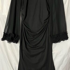 SHEIN Black Long Sleeve Dress with Ruffle Cuffs